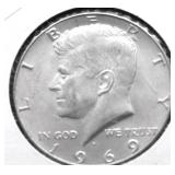 1969 D KENNEDY HALF DOLLAR CHOICE BU