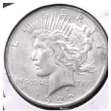 1922 PEACE DOLLAR AU