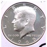 1969 S PROOF CAMEO KENNEDY HALF DOLLAR