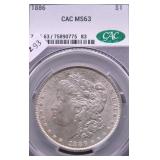 1886 CAC MS63 MORGAN DOLLAR