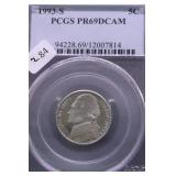 1993 S PCGS PF69DC JEFFERSON NICKEL