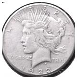 1922 S PEACE DOLLAR VF