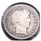 1916 BARBER DIME G