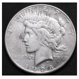 1928 S PEACE DOLLAR VF