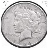 1922 PEACE DOLLAR VF