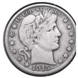 1915 D BARBER HALF DOLLAR F