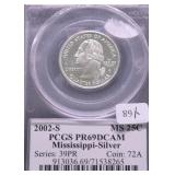 2002 S PCGSPF69DC SILVER MISSISSIPPI QUARTER