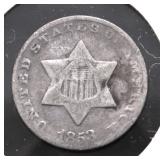 1853 3 CENT SILVER F
