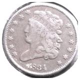 1834 HALF CENT F