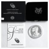 2019 PROOF SILVER EAGLE W BOX PAPERS