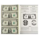 UNCUT SHEET OF GEM BU 1$ FEDERAL NOTES