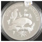 1988 SAINT LUCIA SILVER 100 DOLLARS 5 OZ    PROOF
