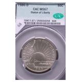 1986 D CAC MS67 ELLIS ISLAND HALF DOLLAR