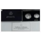 PROOF BIL OF RIGHTS SLVER DOLLAR & HALF W BOX PAPE