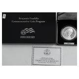 PROOF BEN FRANKLIN SILVER DOLLAR W BOX PAPERS