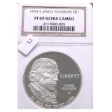 1993 S NGC PF69UC MADISON SILVER DOLLAR