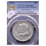 1937 PCGS UNC DETAILS ANTIETAM HALF DOLLAR