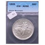 1925 ICG AU58 STONE MTN HALF DOLLAR