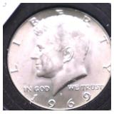 1969 GEM BU KENNEDY HALF DOLLAR