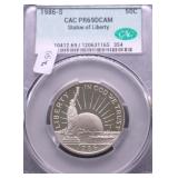 1986 S CAC PF69DC ELLIS ISLAND HALF DOLLAR