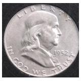 1952 D CHOICE BU FBL FRANKLIN HALF DOLLAR