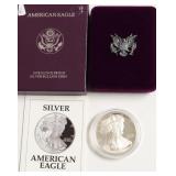 1992 PROOF SILVER EAGLE W BOX PAPERS