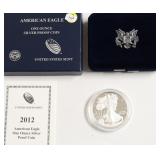 2012 PROOF SILVER EAGLE W BOX PAPERS