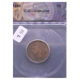 1880 INDIAN HEAD CENT ICG GENUINE