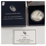 2012 PROOF STAR SPANGLED BANNER SILVER DOLLAR  W B