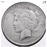 1927 PEACE DOLLAR VF
