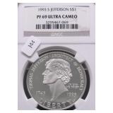 1993 S NGC PF69UC JEFFERSON SILVER DOLLAR