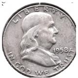 1958 D FRANKLIN HALF DOLLAR VF