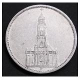 1934 NAZI GERMANY SILVER 5 MARKS POSTDAM CHURCH XF