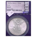 1985 NGC MS67 MEXICO ONZA