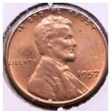 1957 GEM RED LINCOLN CENT