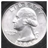 1964 D GEM BU WASHINGTON QUARTER