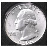 1964 D GEM BU WASHINGTON QUARTER