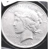 1934 D PEACE DOPLLAR  VF