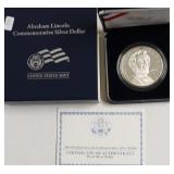 PROOF LINCOLN SILVER DOLLAR W BOX PAPERS