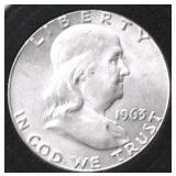 1963 CHOICE  BU FRANKLIN HALF DOLLARS