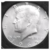 1965 GEM BU KENNEDY HALF DOLLAR