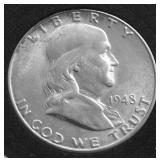 1948 D CHOICE BU FBL FRANKLIN HALF DOLLAR