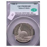 1986 S CAC PF69DC ELLIS ISLAND HALF DOLLAR