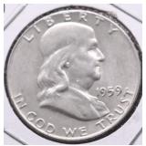 1959 D CHOICE BU FRANKLIN HALF DOLLAR