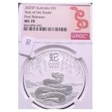 2025 P NGC MS70 AUSTRALIA SNAKE