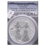 2020 PCGS MS69 GERMANY 10 MARKS 2 OZ .999 SILVER
