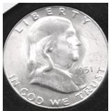 1951 S SUPURB GEM FRANKLIN HALF DOLLAR