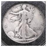 1944 S WAKING HALF DOLLAR VF