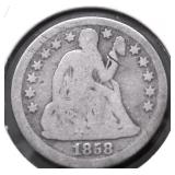 1958 SEATED DIME VG