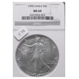 1990 NGC MS69 SILVER EAGLE